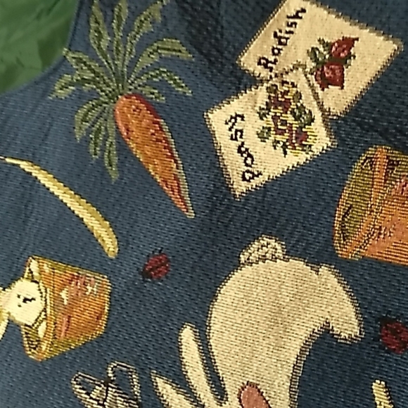 Vintage 1990s Y2K Tapestry Easter spring rabbit bunnies vest XL - Picture 2 of 3